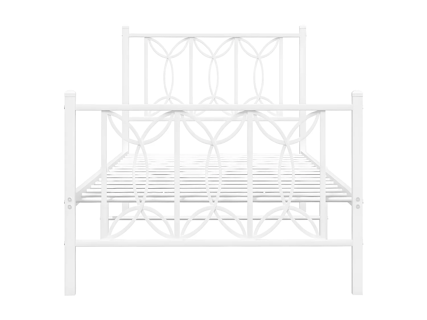 Estructura cama metal con cabecero y pie cama blanca 80x200 cm