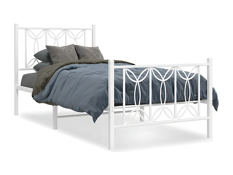 Estructura cama metal con cabecero y pie cama blanca 80x200 cm