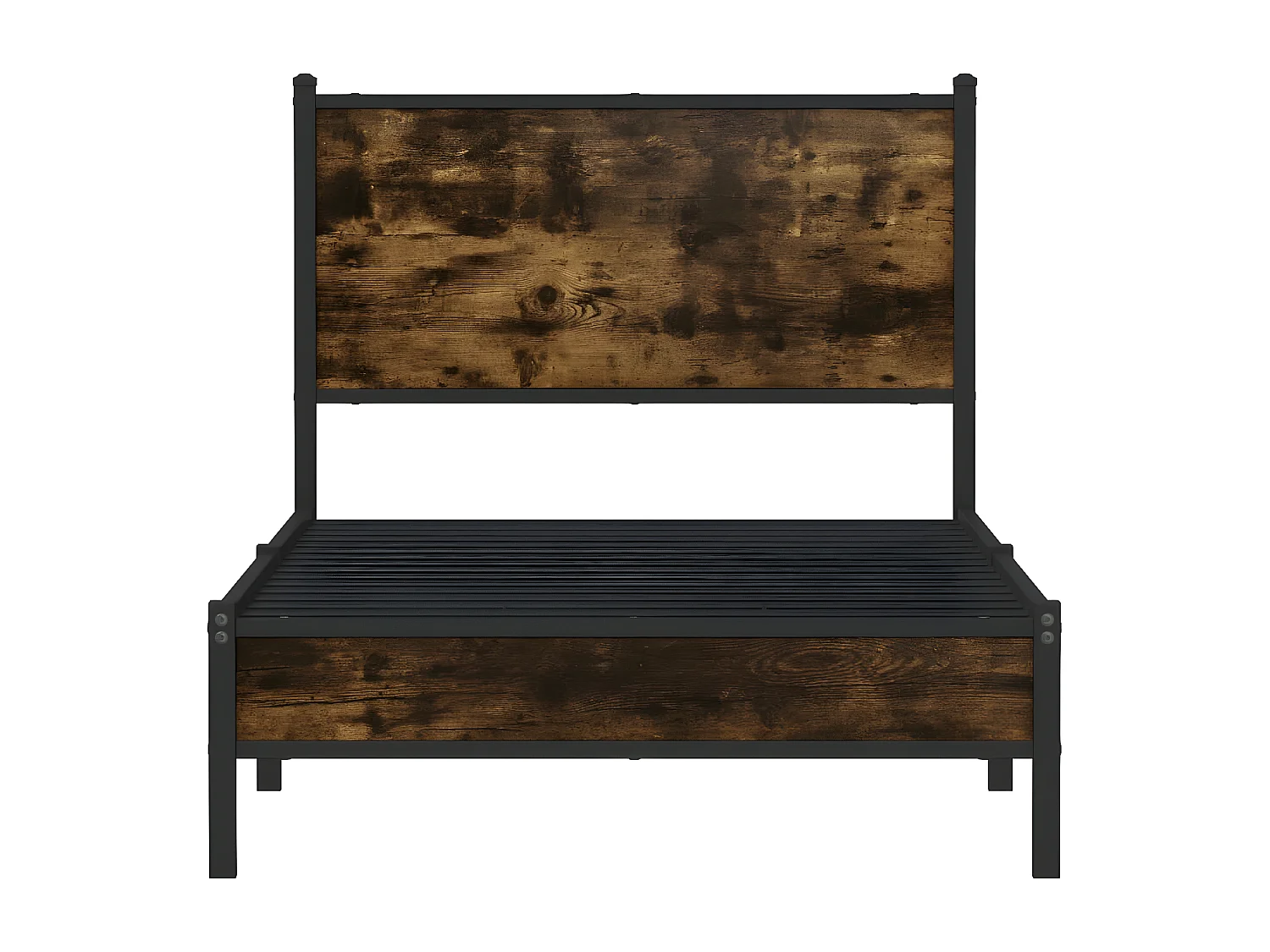 Estructura de cama con cabecero metal roble ahumado 80x200 cm