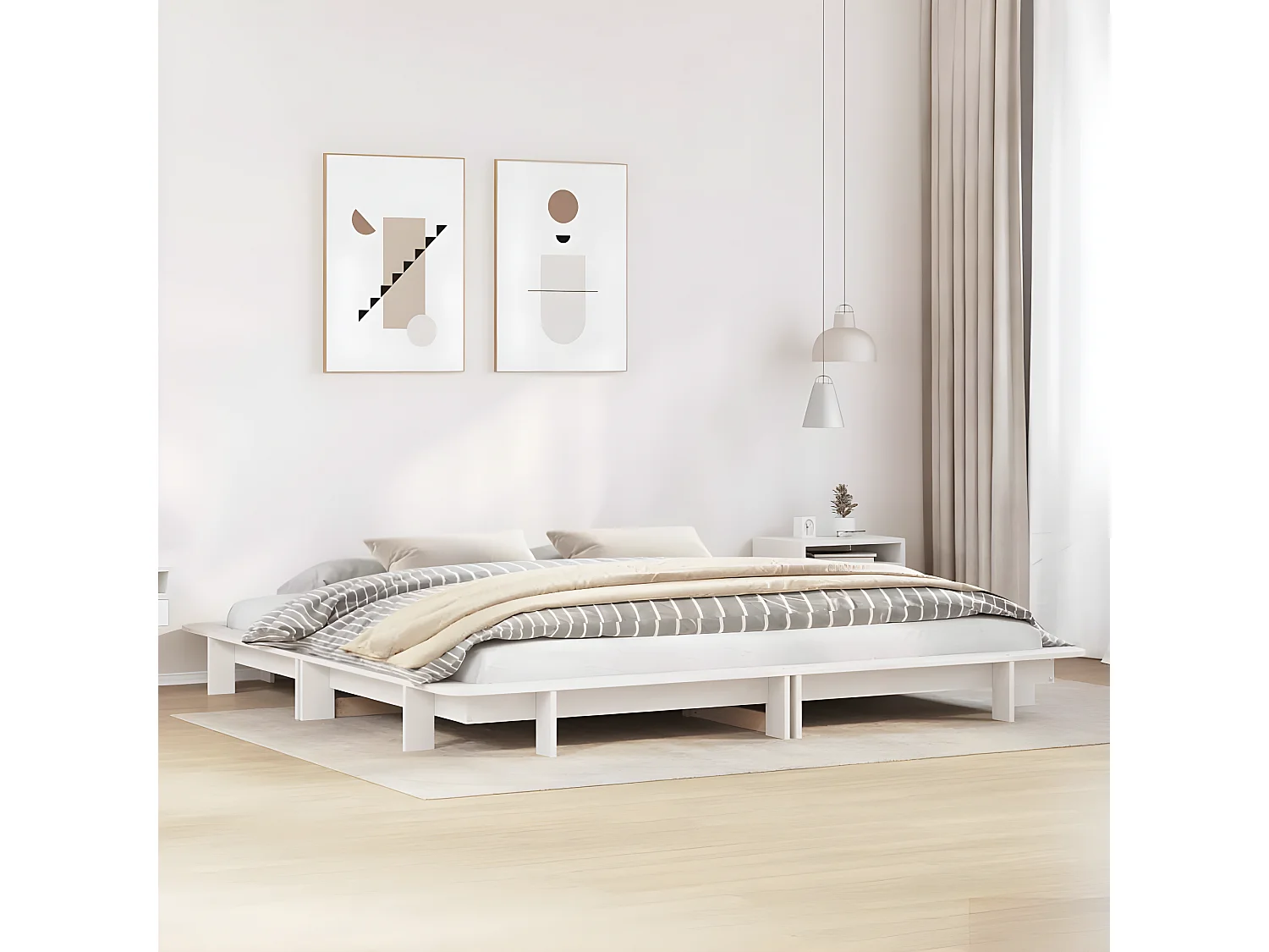 Estrutura de cama madeira de pinho maciça 180x200 cm branco