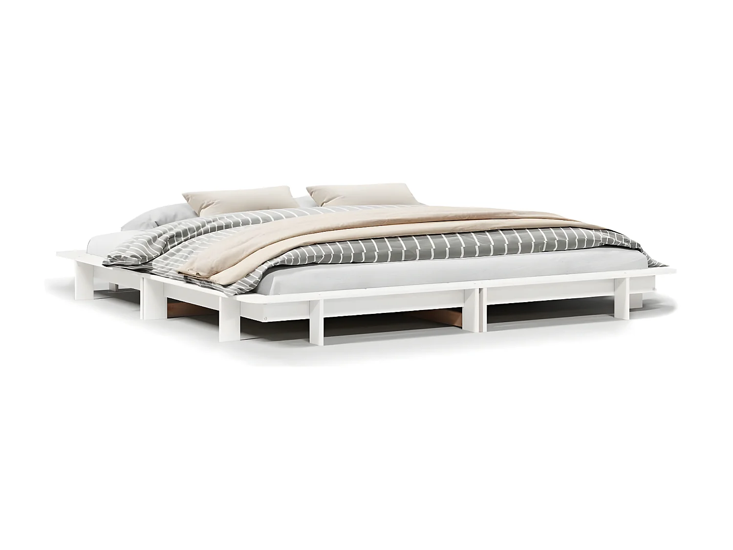 Estrutura de cama madeira de pinho maciça 180x200 cm branco