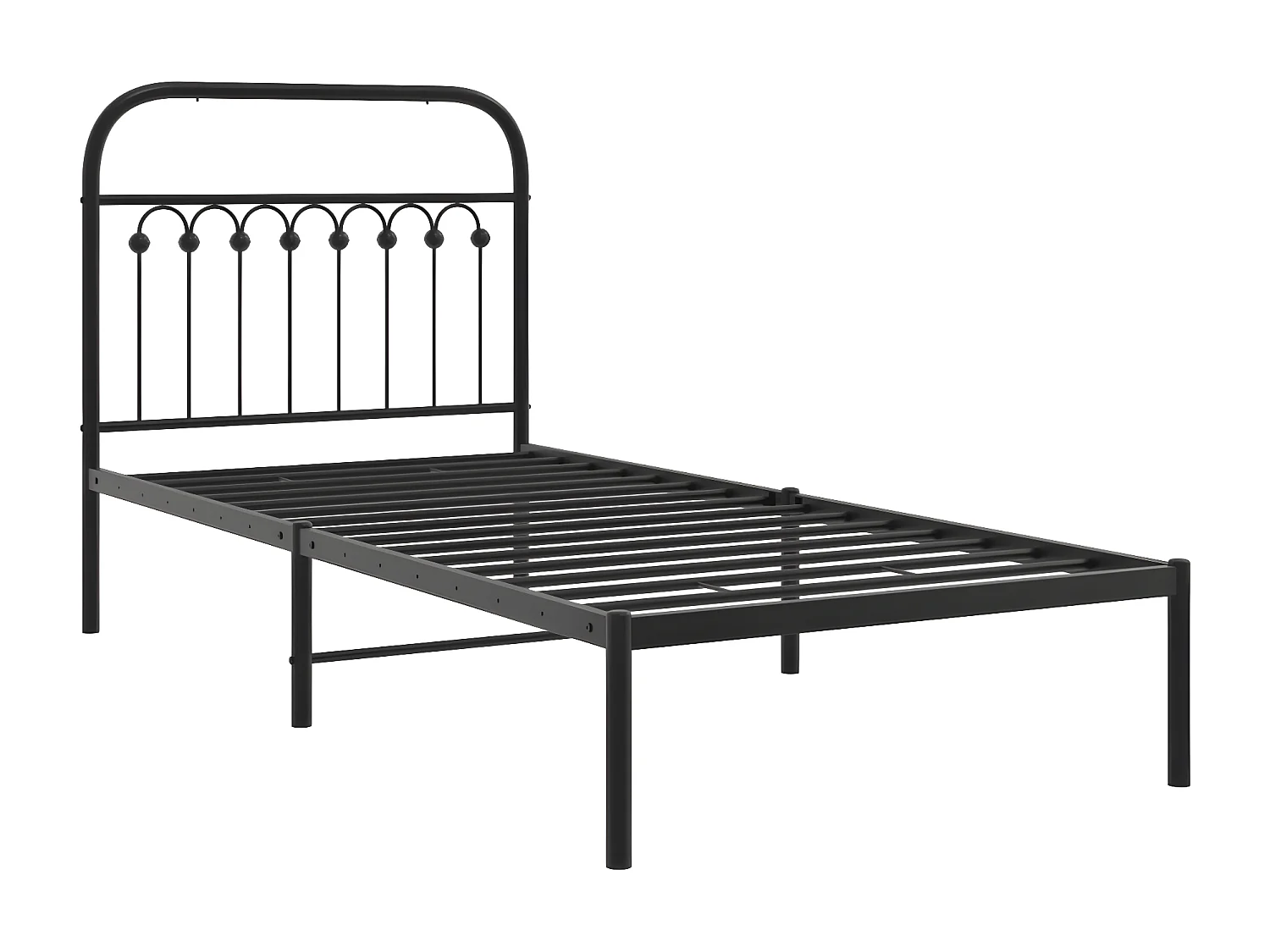 Cadre de lit métal avec tête de lit noir 90x200 cm