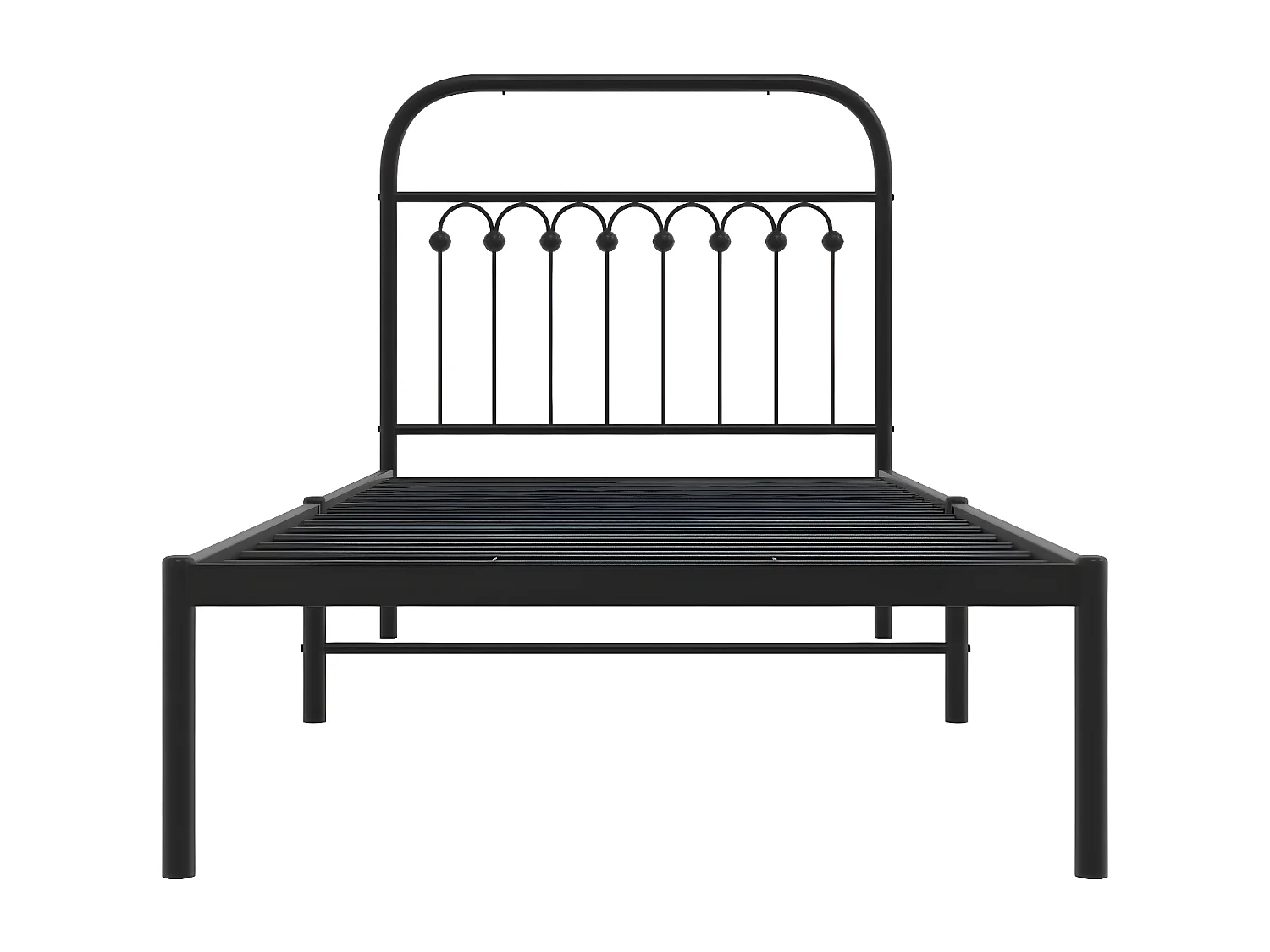 Cadre de lit métal avec tête de lit noir 90x200 cm