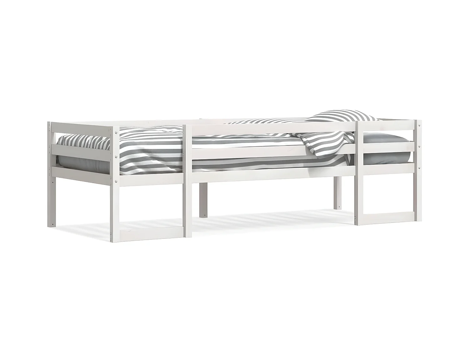 Cadre de lit d'enfant blanc 75x190 cm bois de pin massif