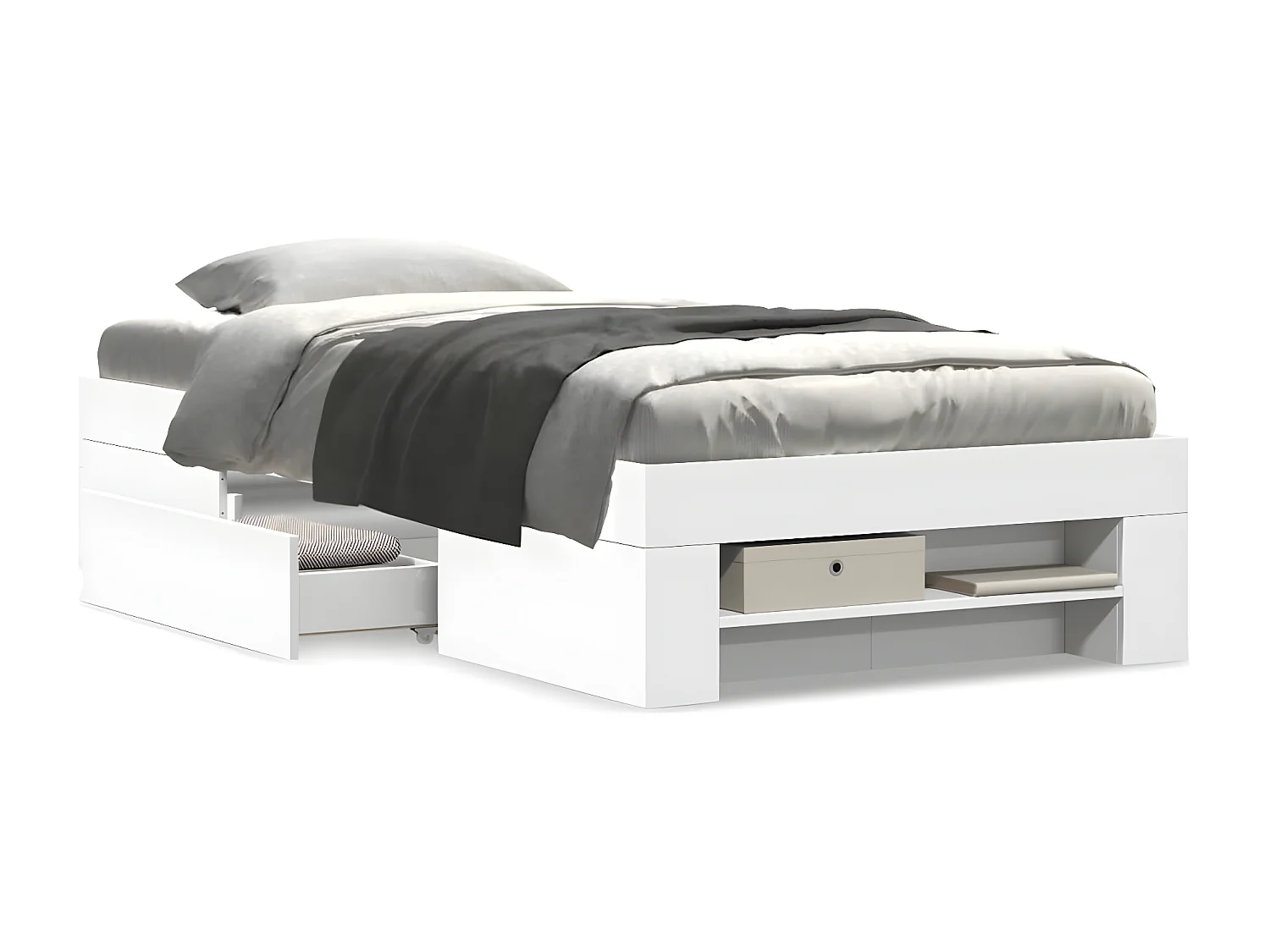 Estrutura de cama 90x190 cm derivados de madeira branco