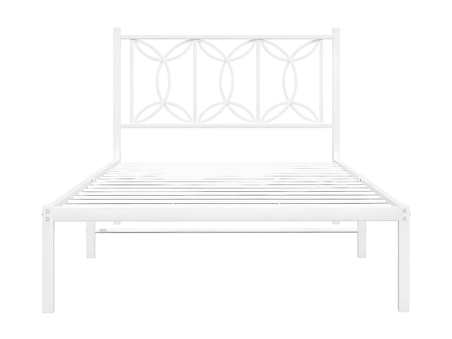 Estructura de cama de metal con cabecero blanco 107x203 cm