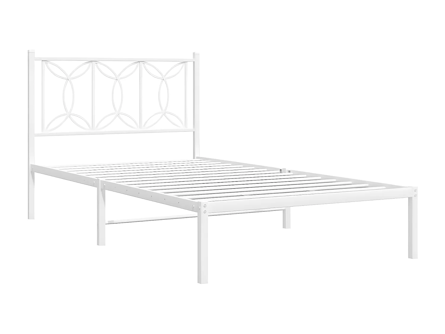 Cadre de lit métal avec tête de lit blanc 107x203 cm