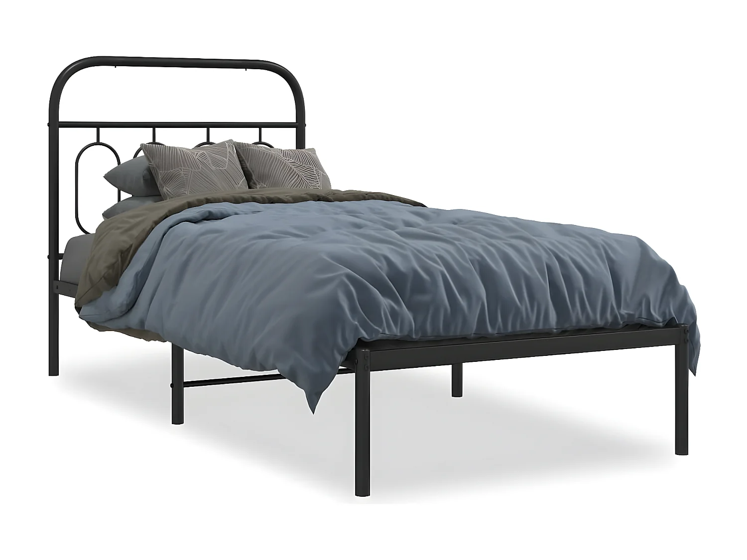 Estrutura de cama com cabeceira 90x200 cm metal preto