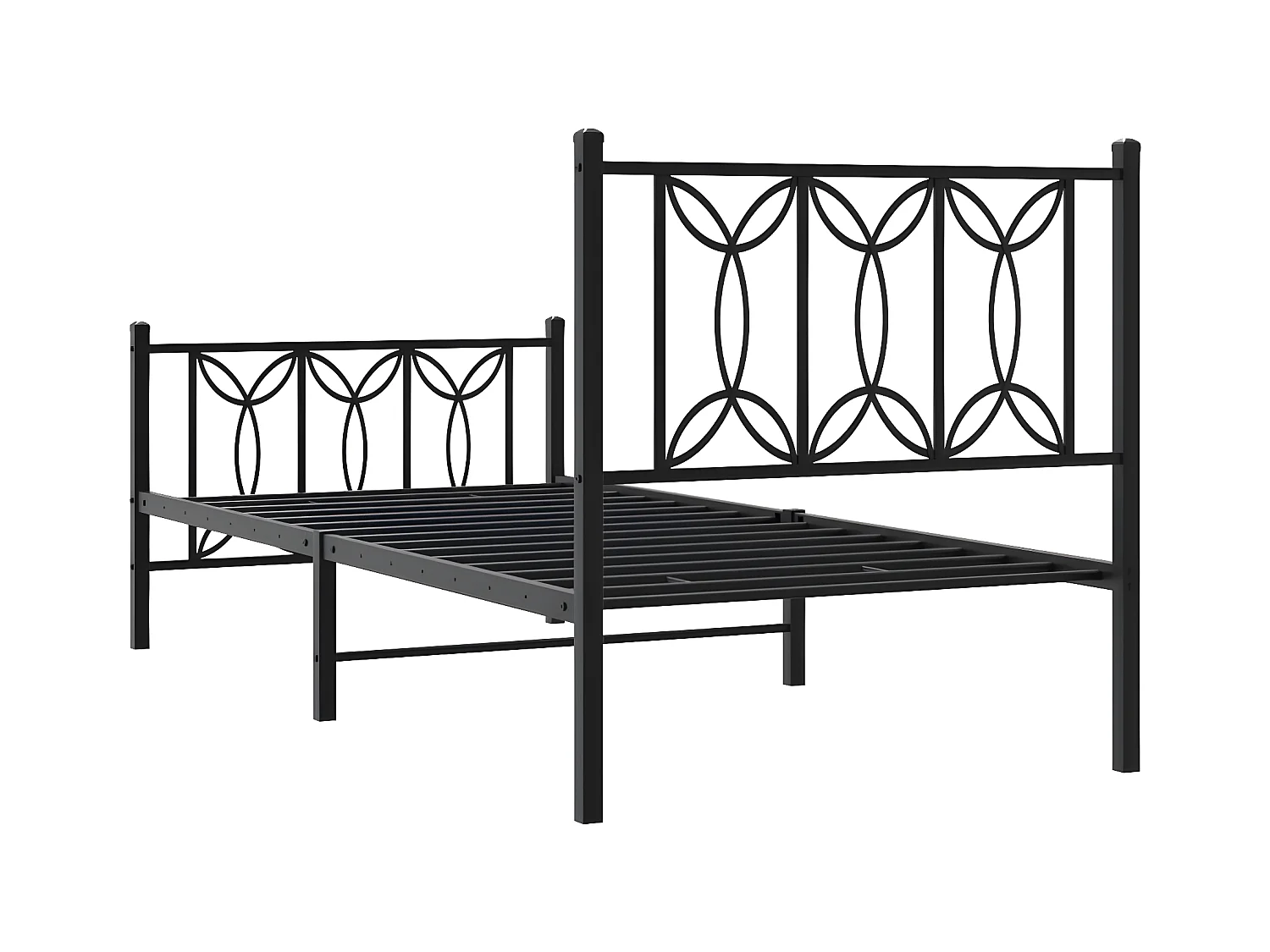 Estrutura de cama com cabeceira e pés 90x190 cm metal preto