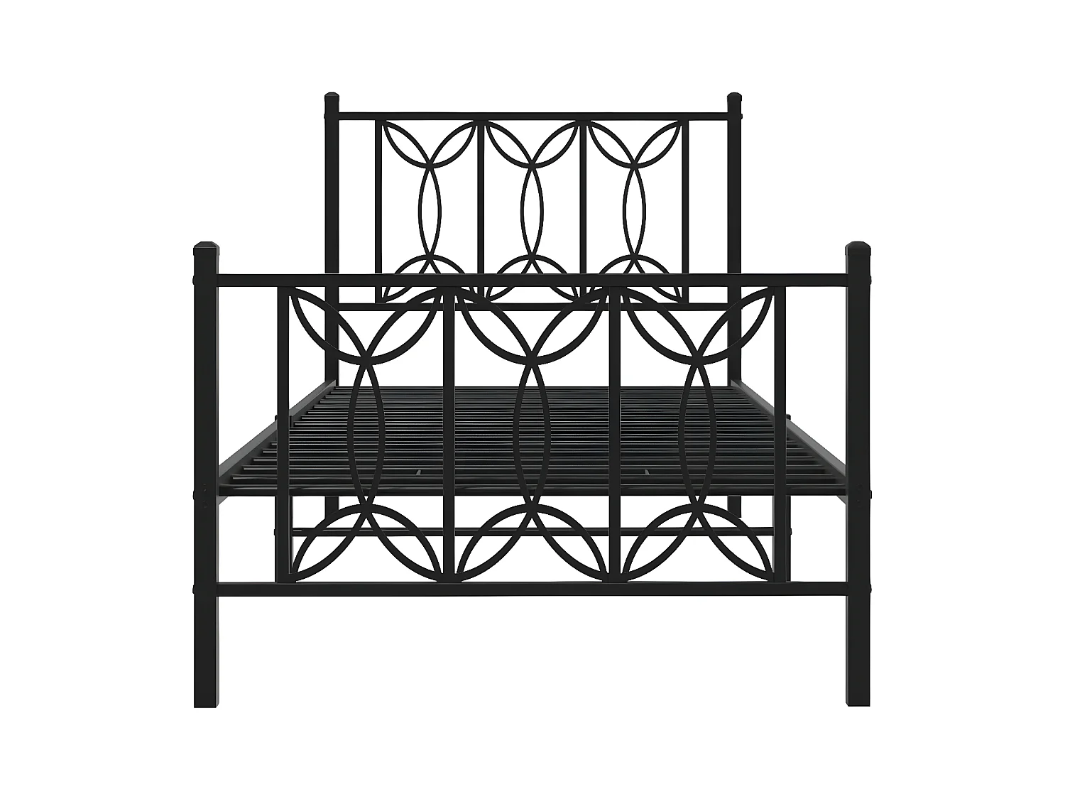 Estrutura de cama com cabeceira e pés 90x190 cm metal preto