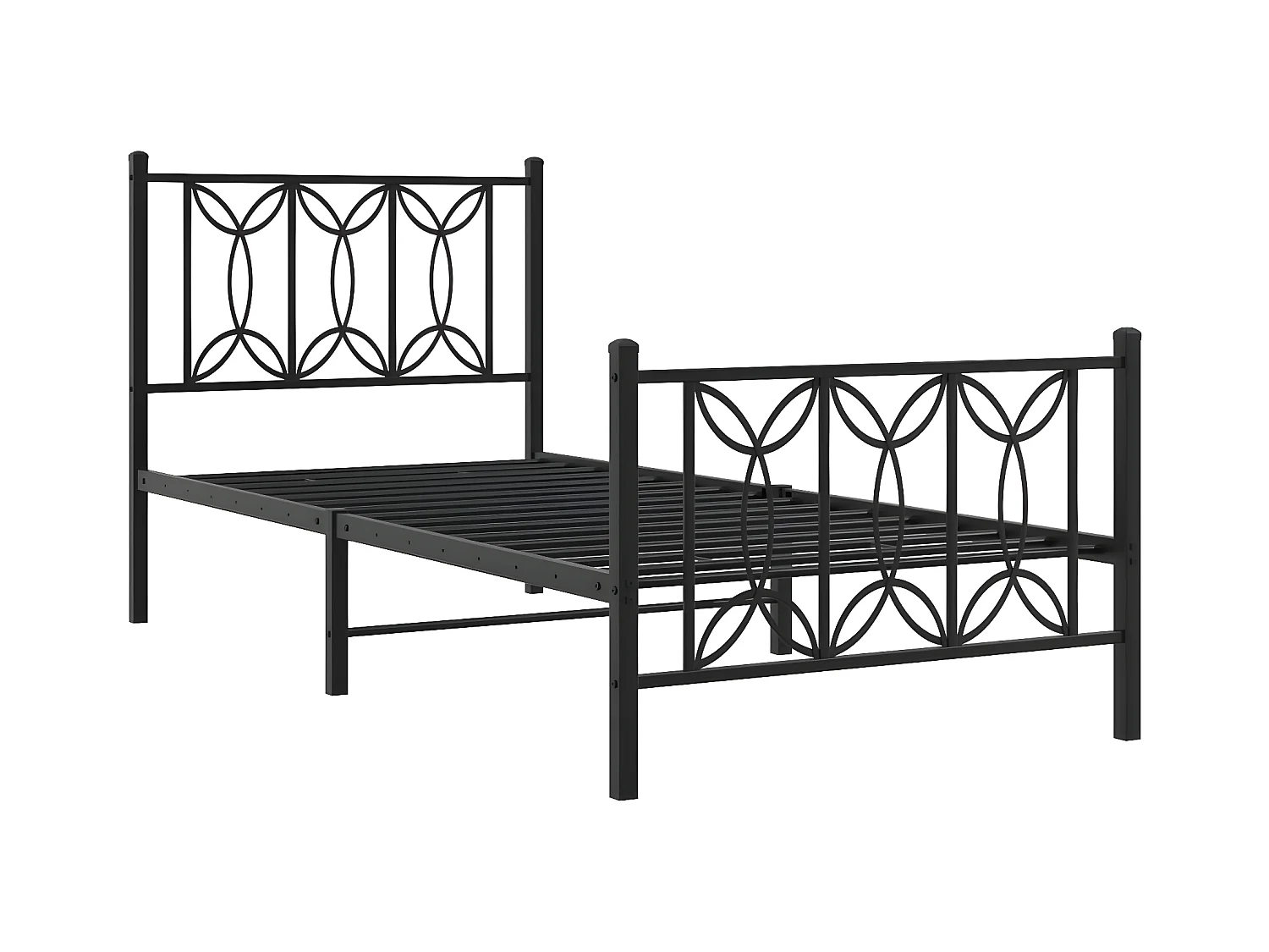 Estrutura de cama com cabeceira e pés 90x190 cm metal preto