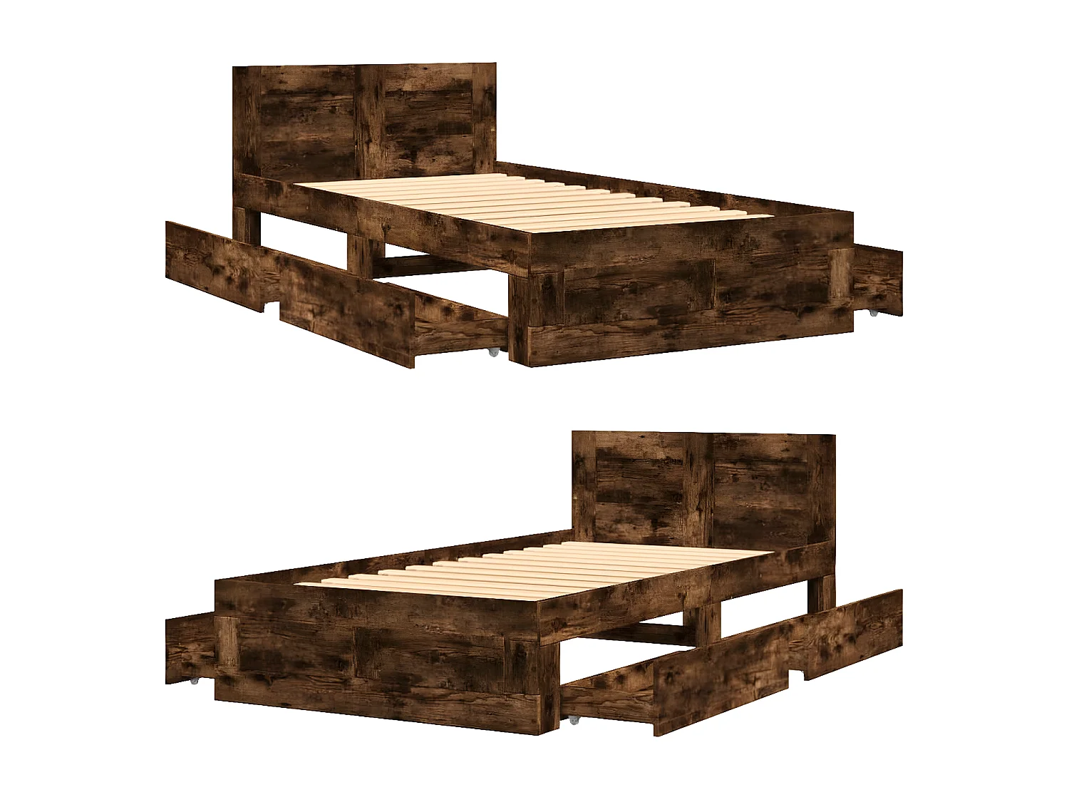 Cama con cabecero madera de ingeniería roble ahumado 100x200 cm