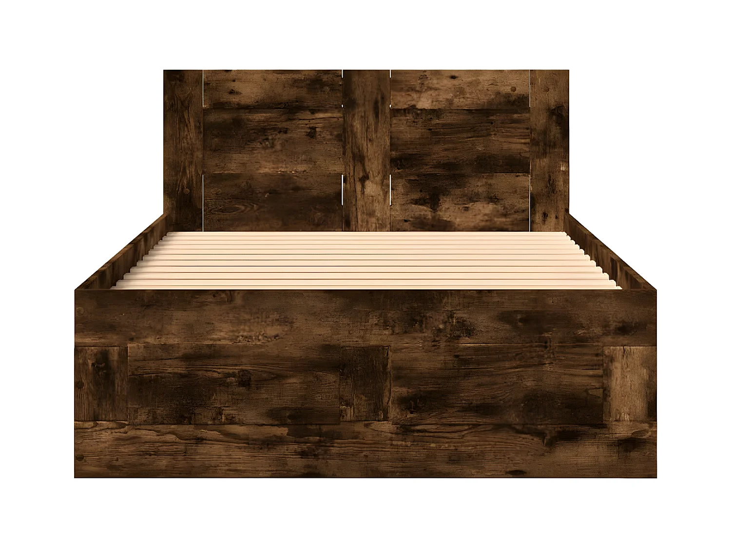 Cama con cabecero madera de ingeniería roble ahumado 100x200 cm