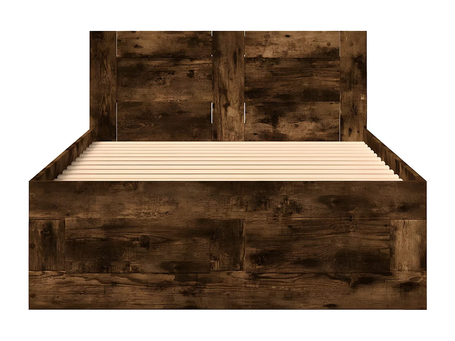 Cama con cabecero madera de ingeniería roble ahumado 100x200 cm