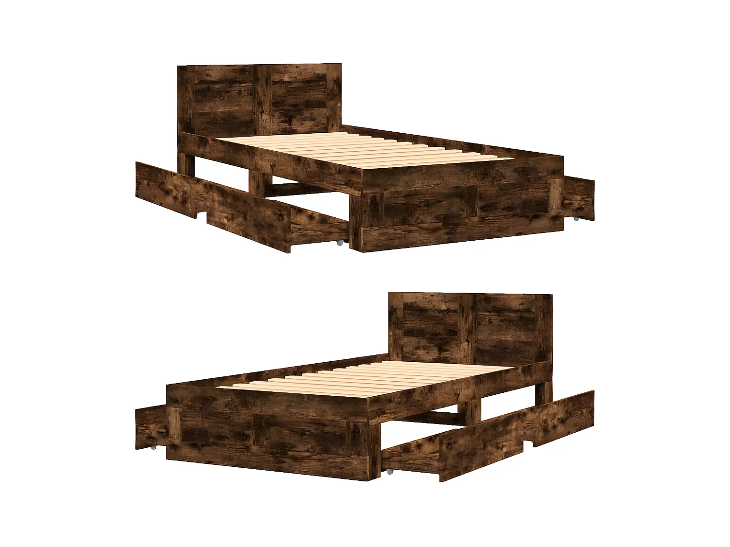 Cama con cabecero madera de ingeniería roble ahumado 100x200 cm