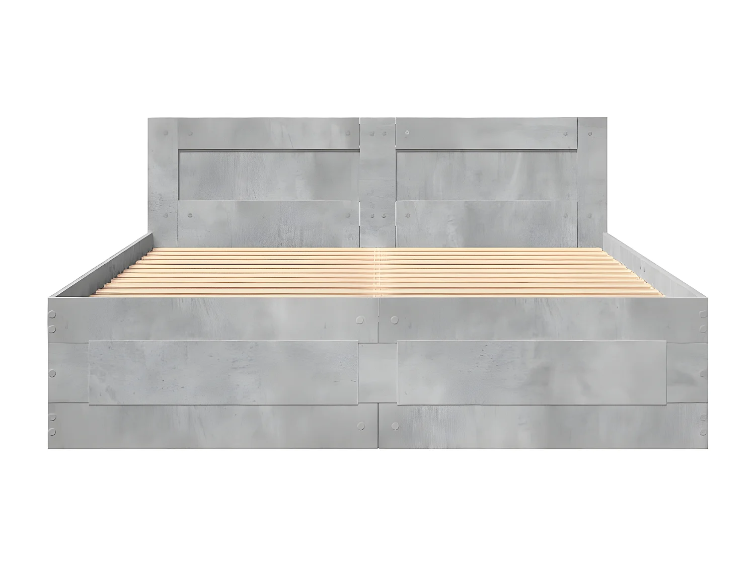 Cadre de lit avec tête de lit gris béton 140x200 cm