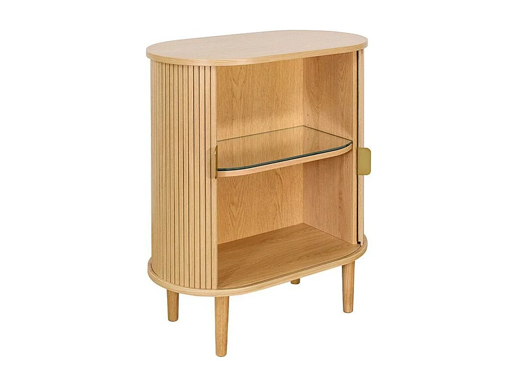 Aparador alto vintage con puertas correderas de madera clara de roble 70 cm - EPIC