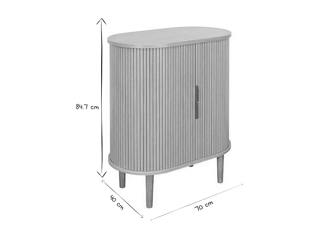 Aparador alto vintage con puertas correderas de madera clara de roble 70 cm - EPIC