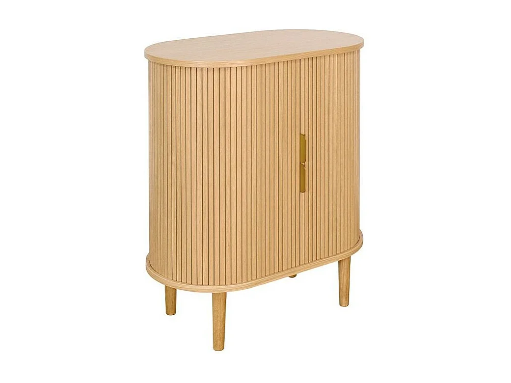 Buffet haut vintage avec portes coulissantes bois clair chêne L70 cm EPIC