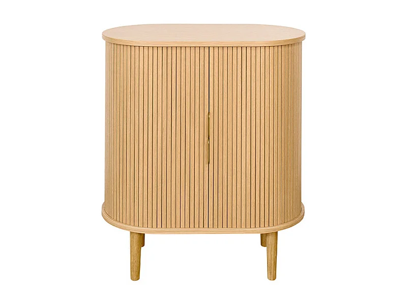 Buffet haut vintage avec portes coulissantes bois clair chêne L70 cm EPIC