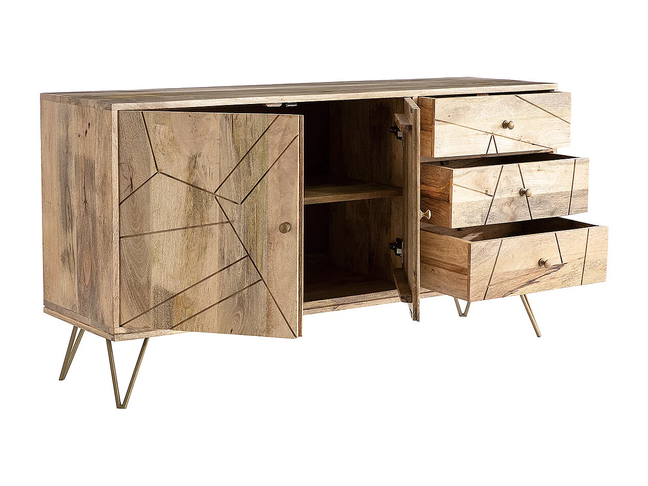 Aparador en mango y metal dorado LINIUM