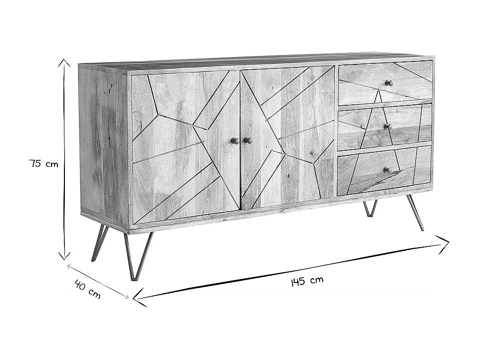 Aparador en mango y metal dorado LINIUM