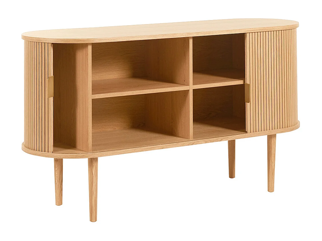 Aparador vintage de madera clara de roble con 2 puertas correderas 138 cm EPIC