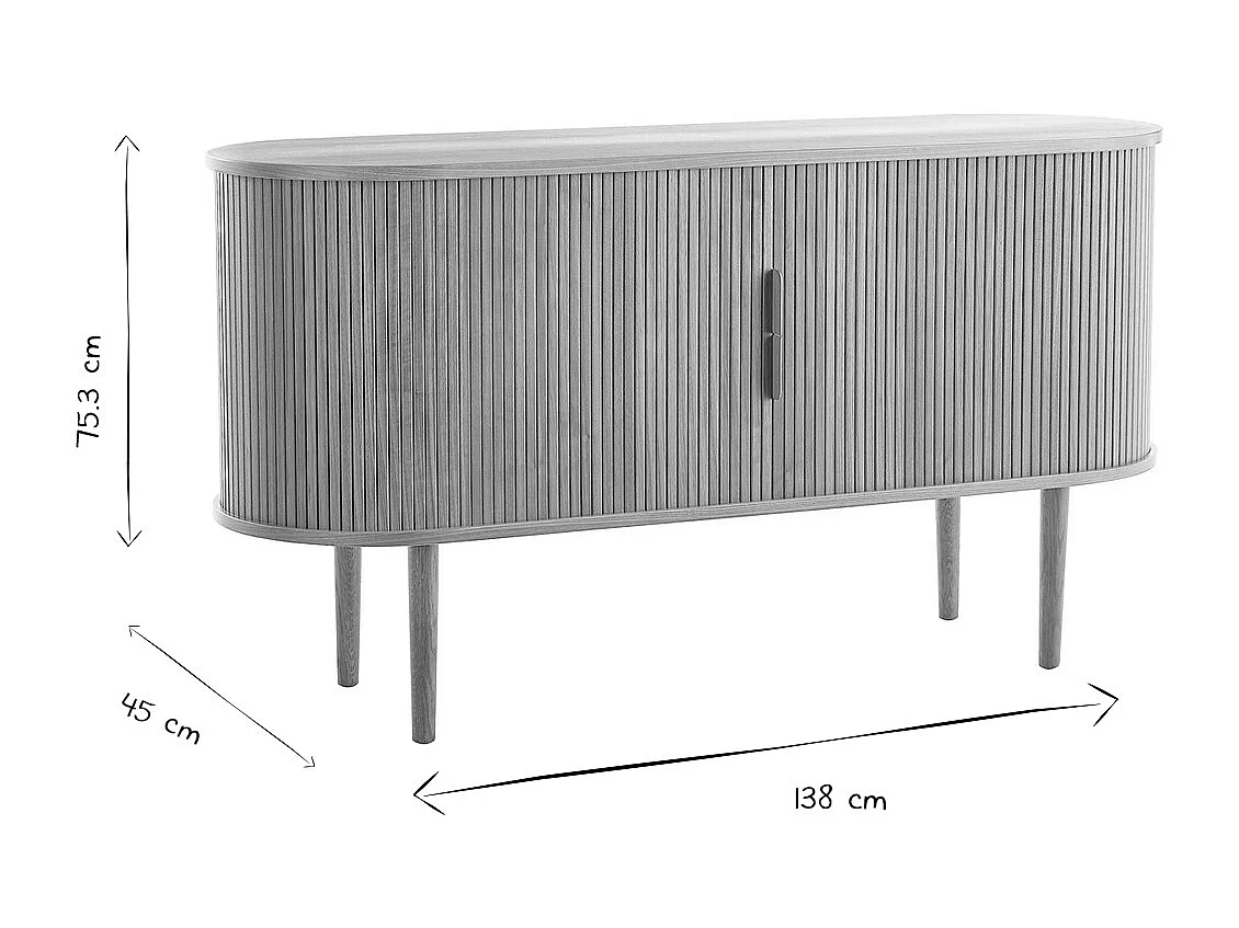 Aparador vintage de madera clara de roble con 2 puertas correderas 138 cm EPIC
