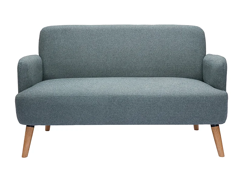 Canapé scandinave 2 places en tissu vert de gris et bois clair ISKO