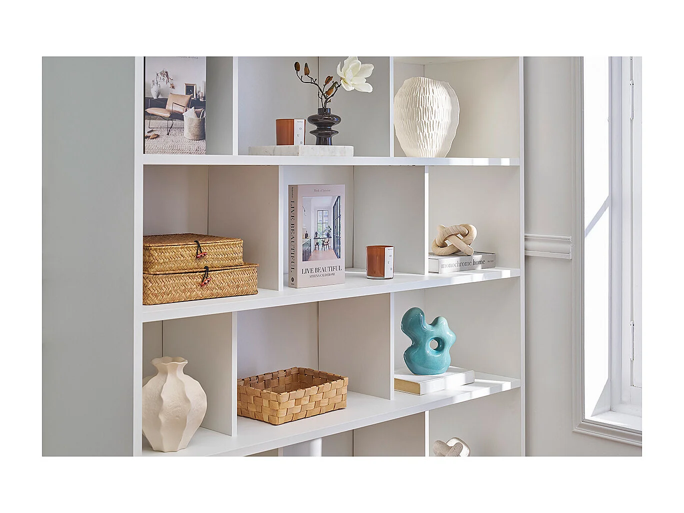 Bibliothèque scandinave blanc mat L140 cm EPURE