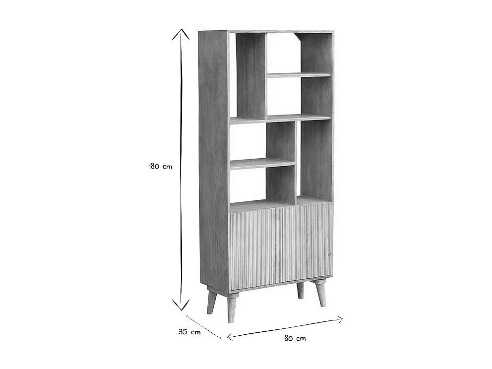 Biblioteca en mango con 2 puertas grabadas RUBIA