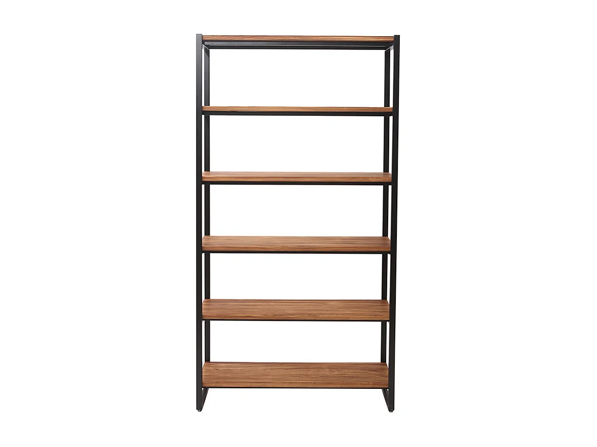 Bibliothèque industrielle ouverte en bois clair et métal noir L100 cm ARISTOTE