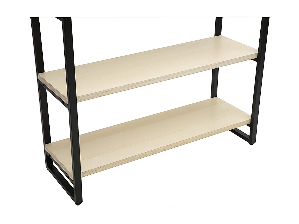 Bibliothèque industrielle ouverte en bois clair et métal noir L100 cm ARISTOTE