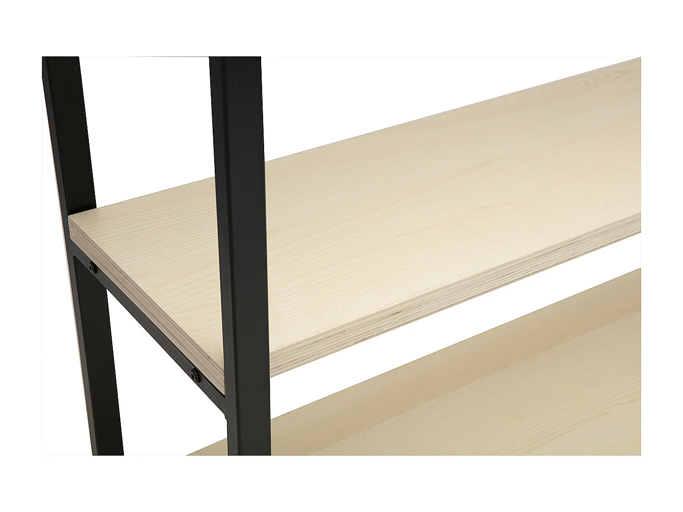 Bibliothèque industrielle ouverte en bois clair et métal noir L100 cm ARISTOTE