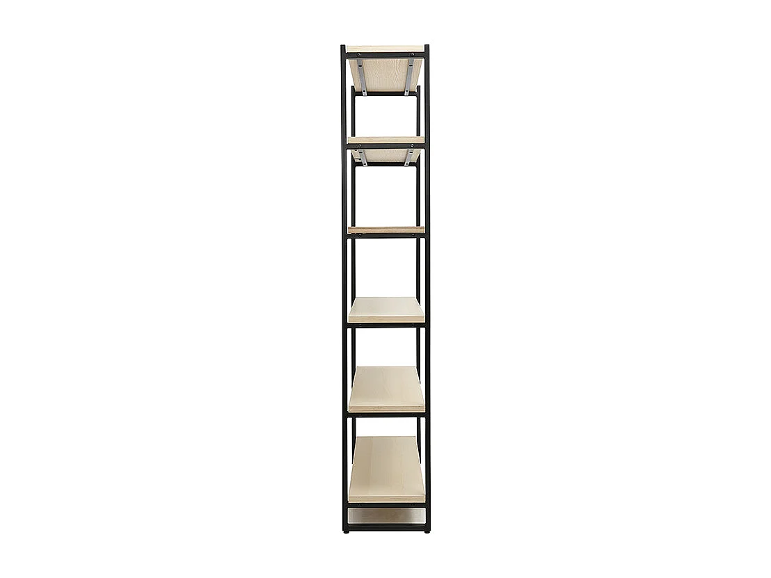 Bibliothèque industrielle ouverte en bois clair et métal noir L100 cm ARISTOTE