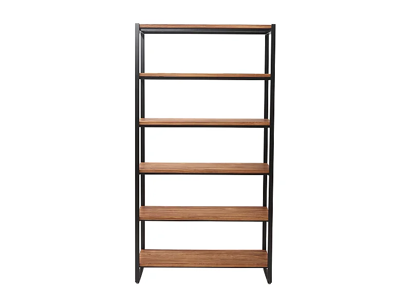 Bibliothèque industrielle ouverte en bois clair et métal noir L100 cm ARISTOTE