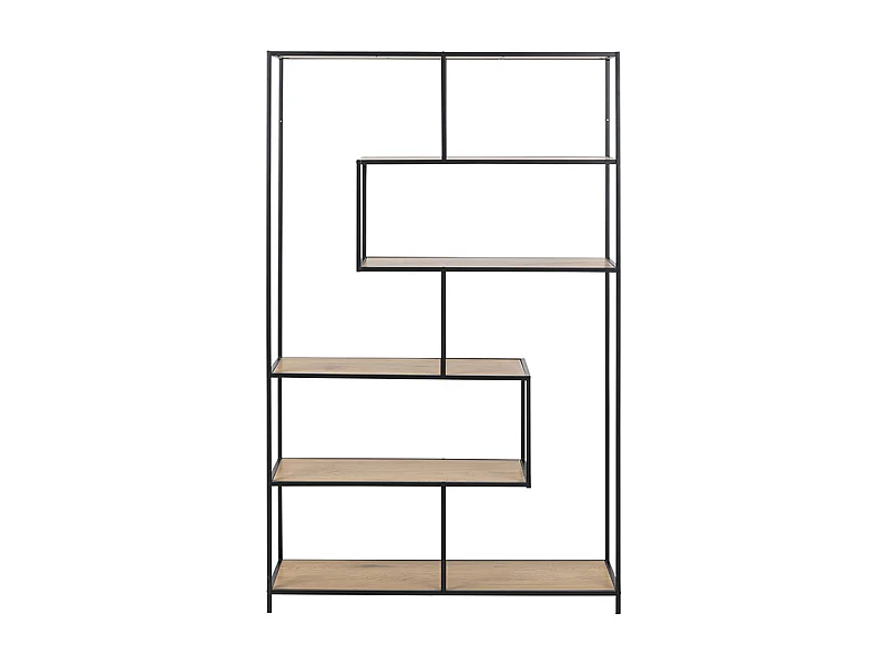 Biblioteca industrial metal negro y madera L114 cm TRESCA