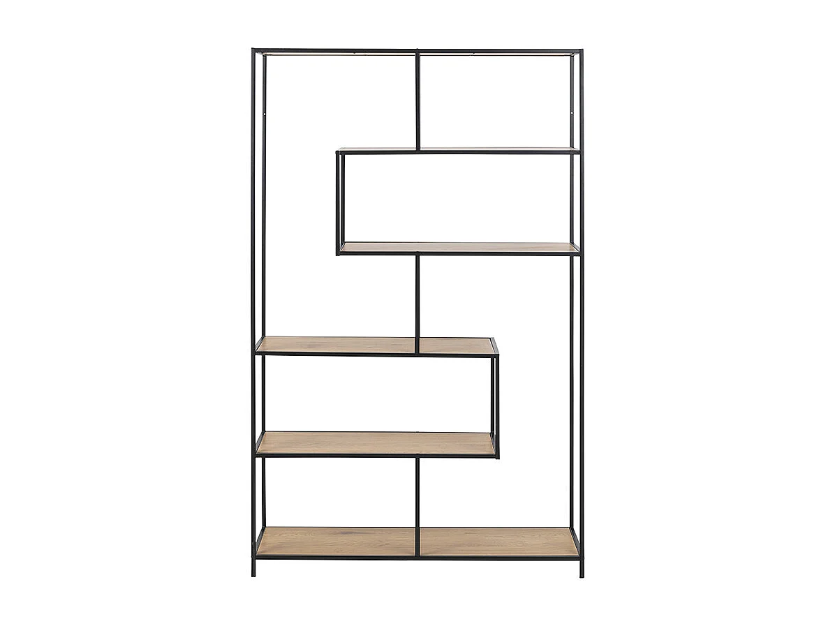 Biblioteca industrial metal negro y madera L114 cm TRESCA