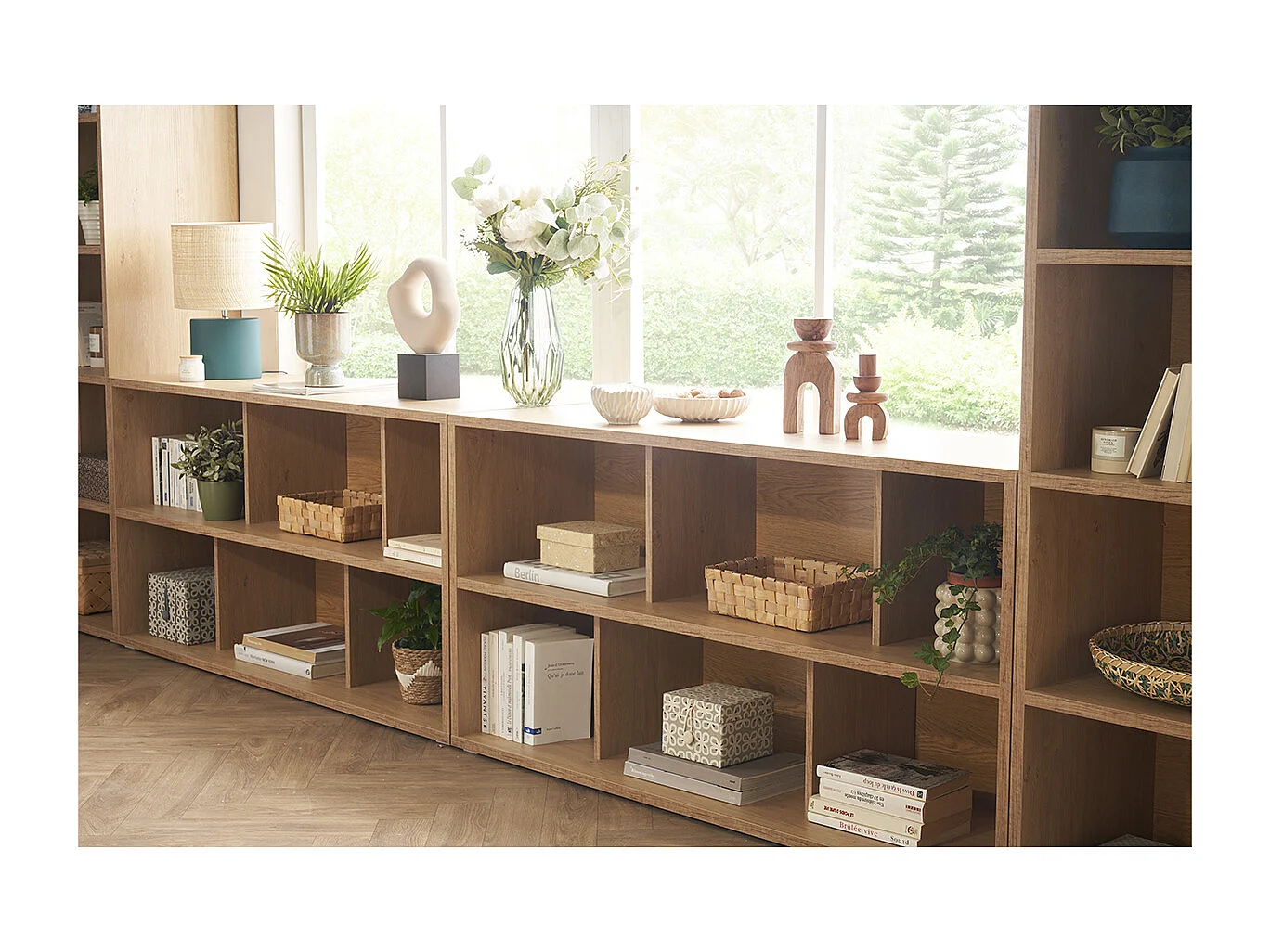 Bibliothèque basse finition bois clair chêne L140 cm EPURE