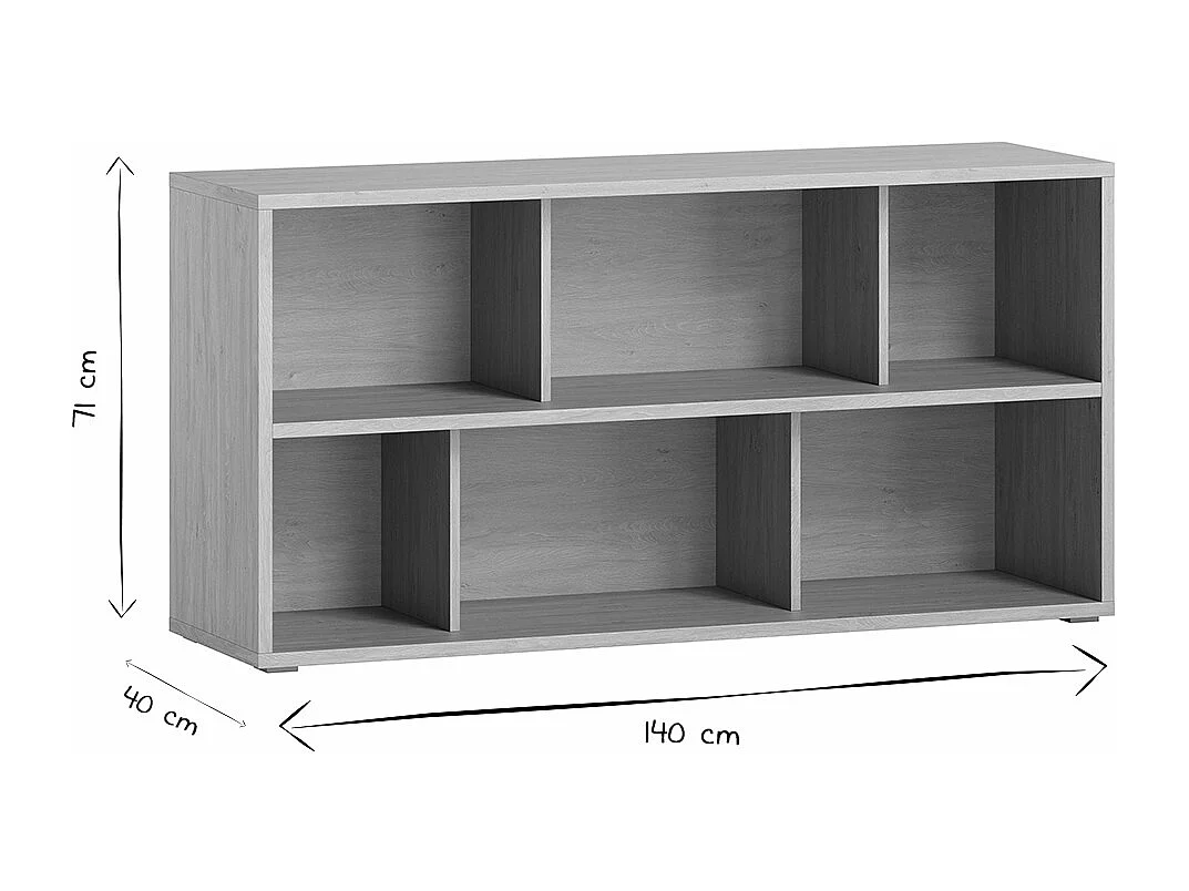 Bibliothèque basse finition bois clair chêne L140 cm EPURE