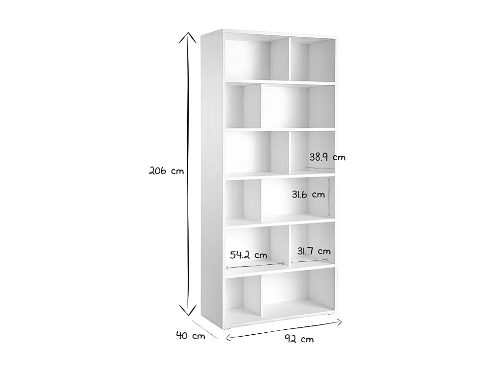 Bibliothèque design finition bois foncé noyer L92 cm EPURE