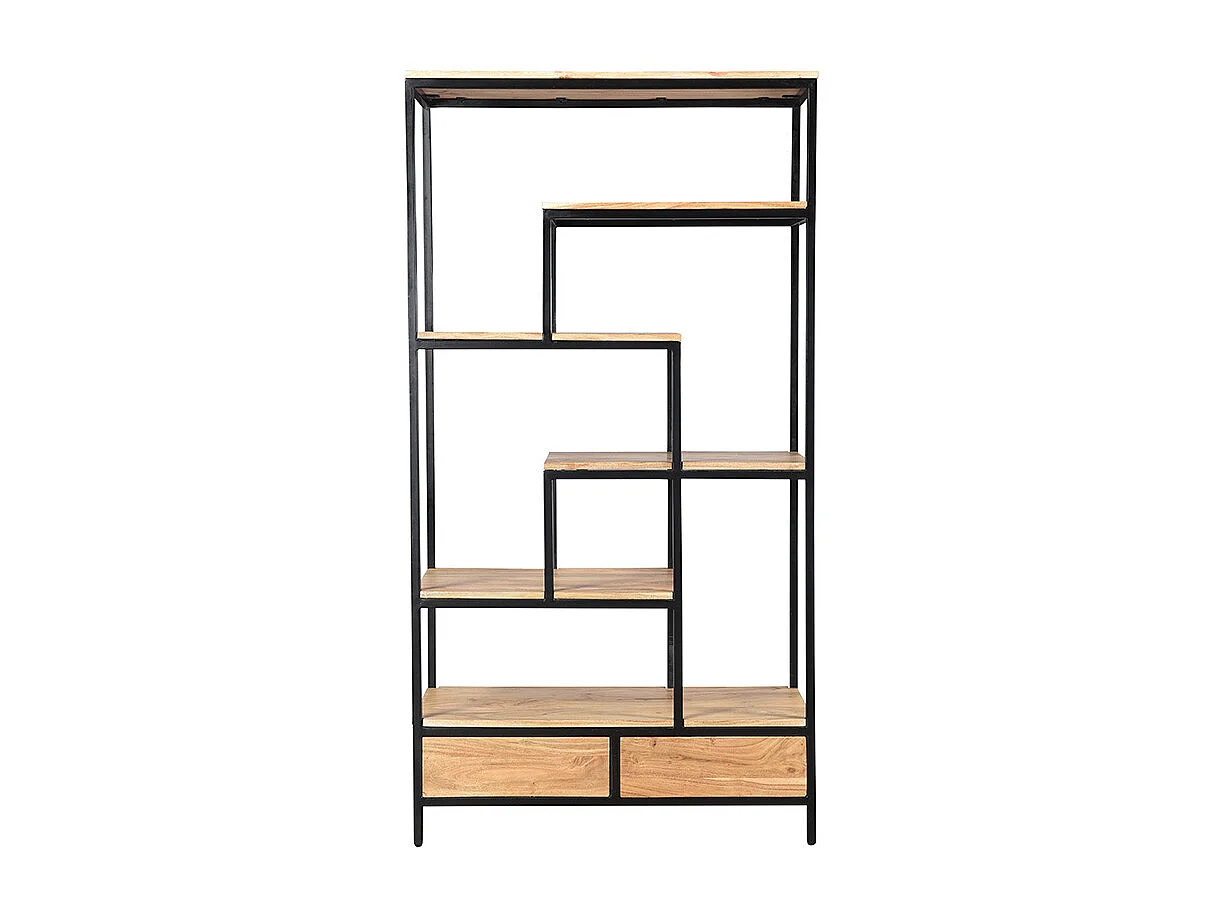 Biblioteca industrial en acacia y metal negro L90 cm JASPE