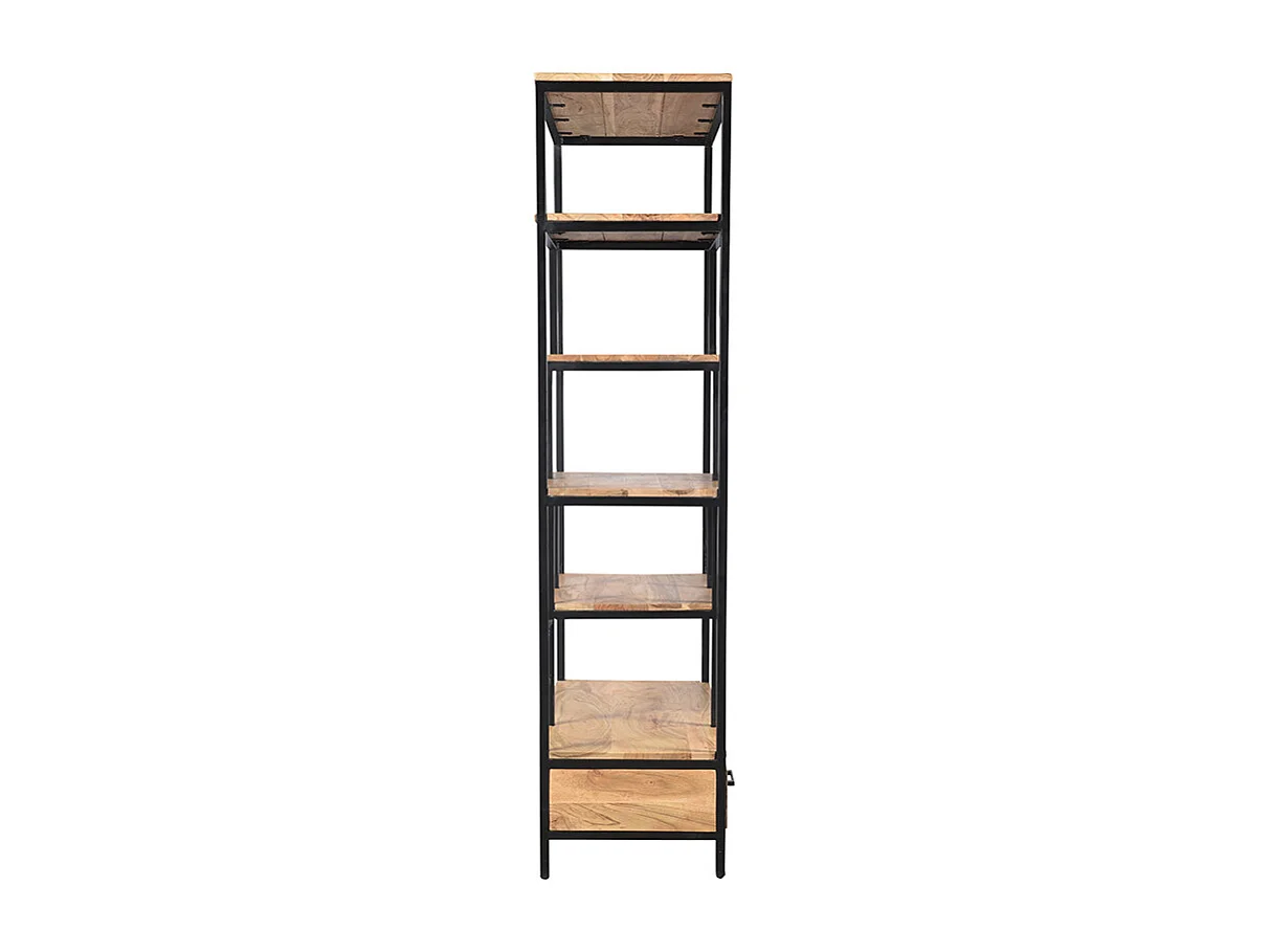 Libreria industriale in acacia e metallo nero L90 cm JASPE