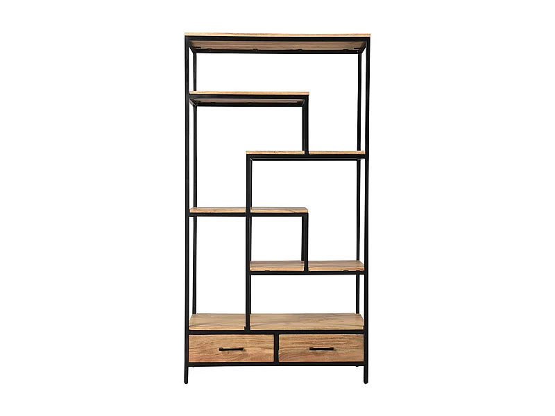 Libreria industriale in acacia e metallo nero L90 cm JASPE
