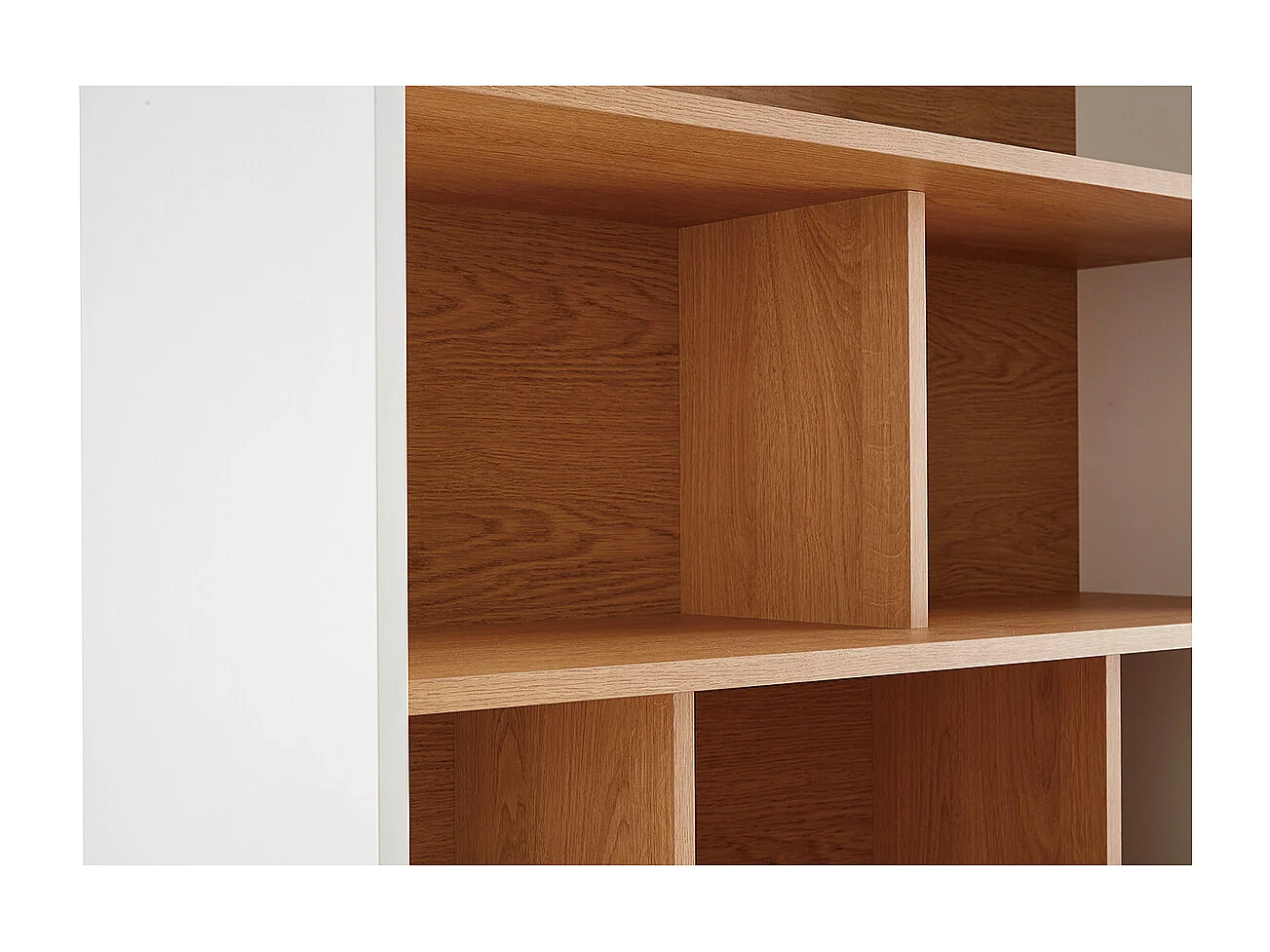 Libreria scandinava in legno chiaro rovere e bianco L90 cm ABEL