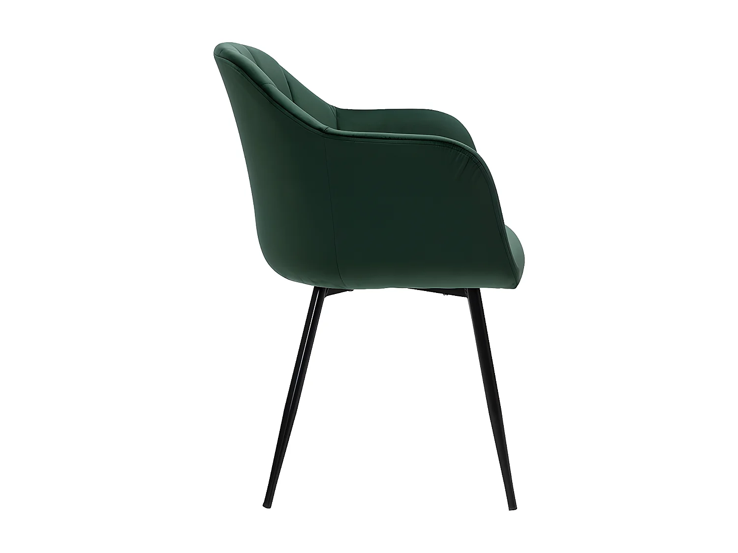 Silla diseño de terciopelo verde y patas de metal negro MILLY