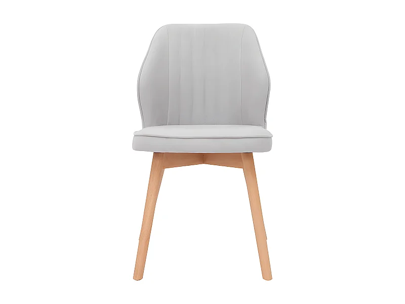 Set de 2 sillas de diseño de tela efecto aterciopelado gris y madera clara maciza FANETTE