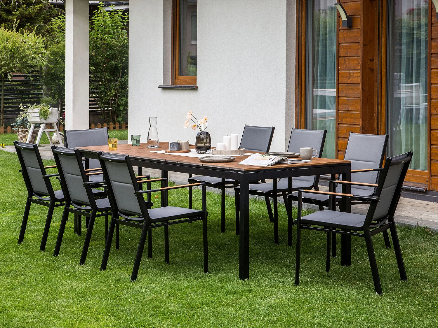 Table de salle à manger de jardin extensible TOFANE 198/248 cm 90 cm Marron