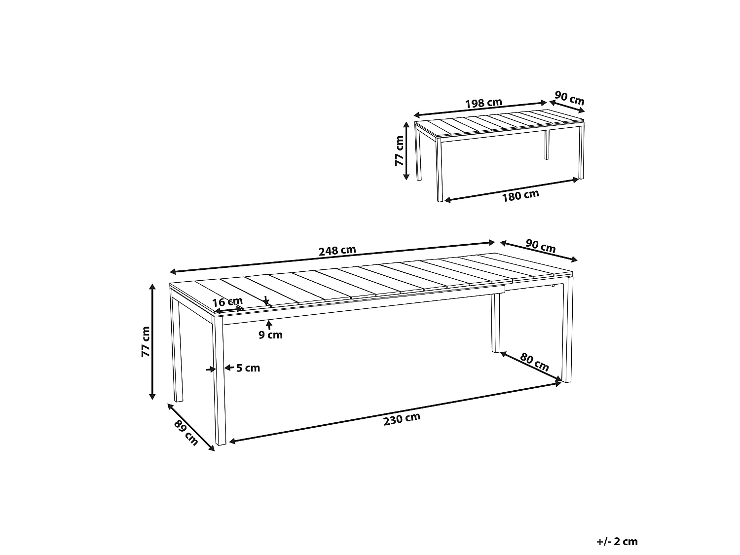Table de salle à manger de jardin extensible TOFANE 198/248 cm 90 cm Marron