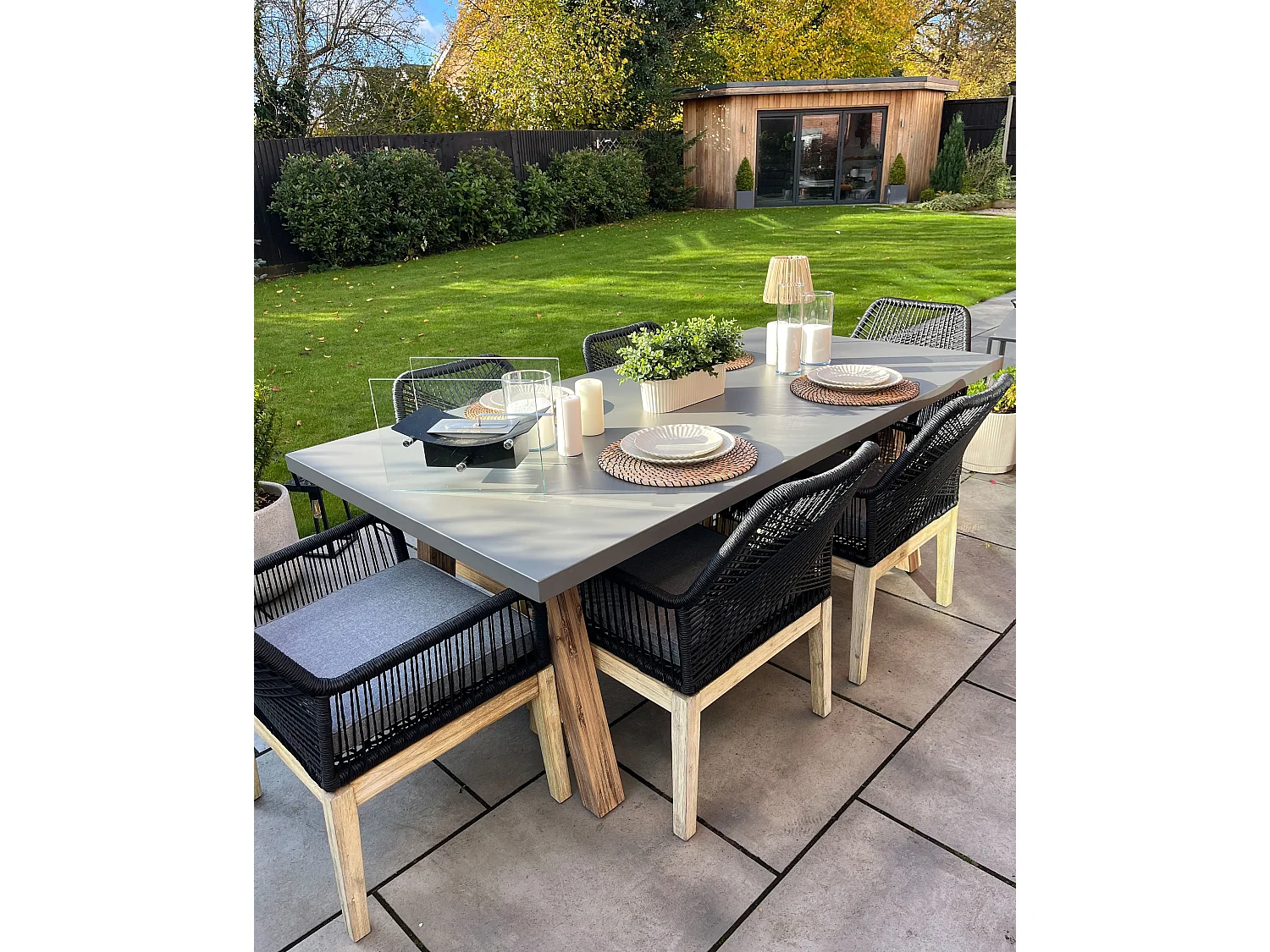 Table de salle à manger de jardin TONNARE 200 cm 100 cm Béton Gris